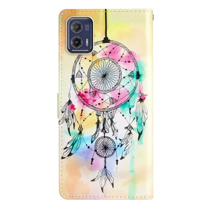 Capa Folio Para Moto G73 5G De Cordão Apanhador De Sonhos Colorido Com Alça