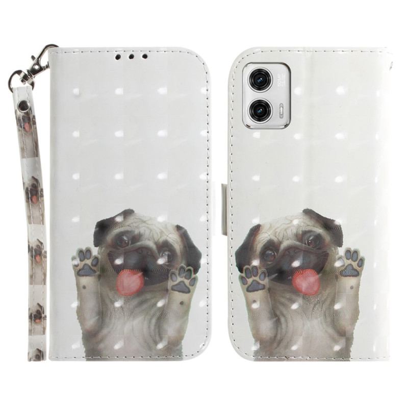 Capa Folio Para Moto G73 5G De Cordão Tanga Pug