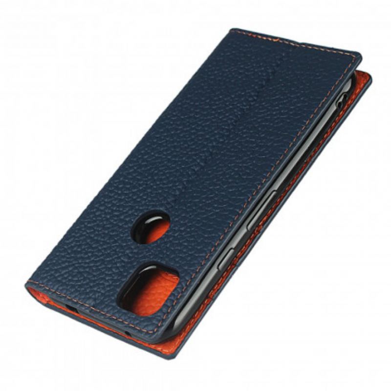 Capa De Celular Para Google Pixel 4A De Cordão Flip Correia De Couro Litchi Genuíno