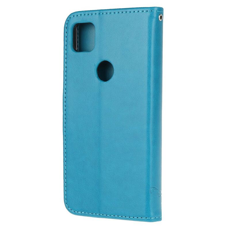 Capa De Couro Para Google Pixel 4A Borboletas E Flores