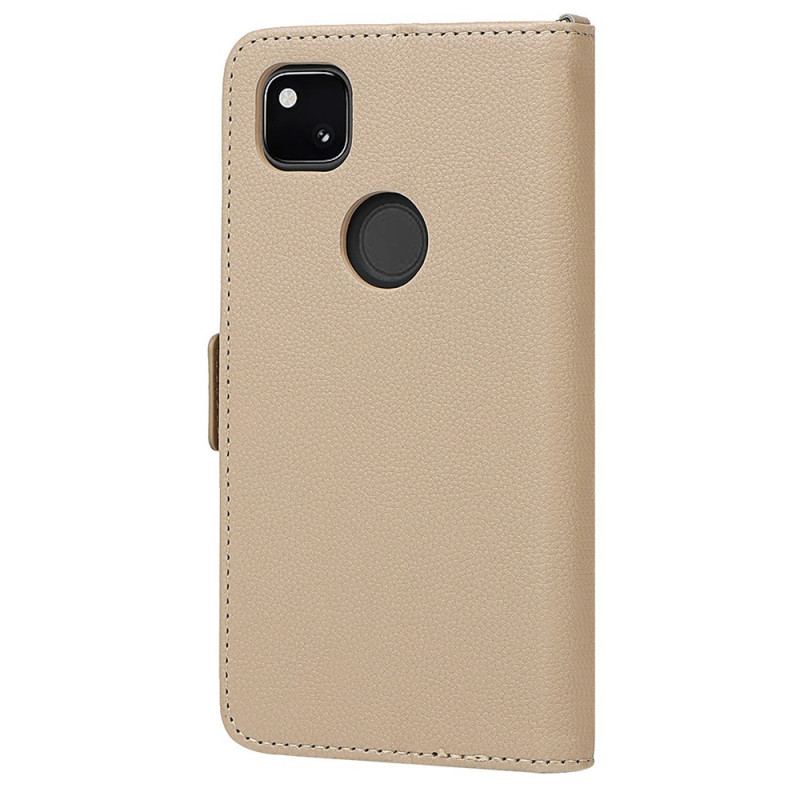Capa De Couro Para Google Pixel 4A De Cordão Coração De Tiras