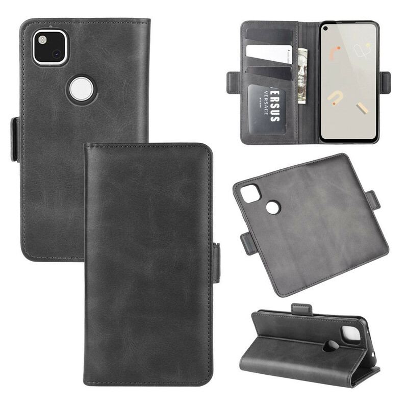 Capa Flip Para Google Pixel 4A De Couro Aba Dupla