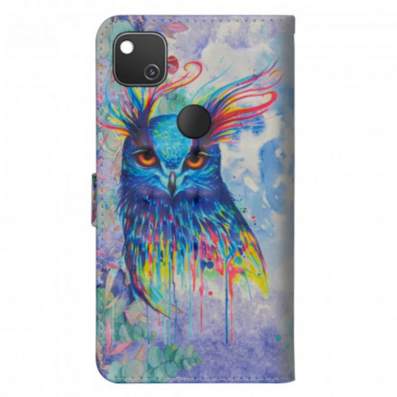 Capa Flip Para Google Pixel 4A Pássaro Aquarela