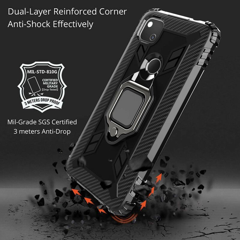 Capa Para Google Pixel 4A Anel E Fibra De Carbono