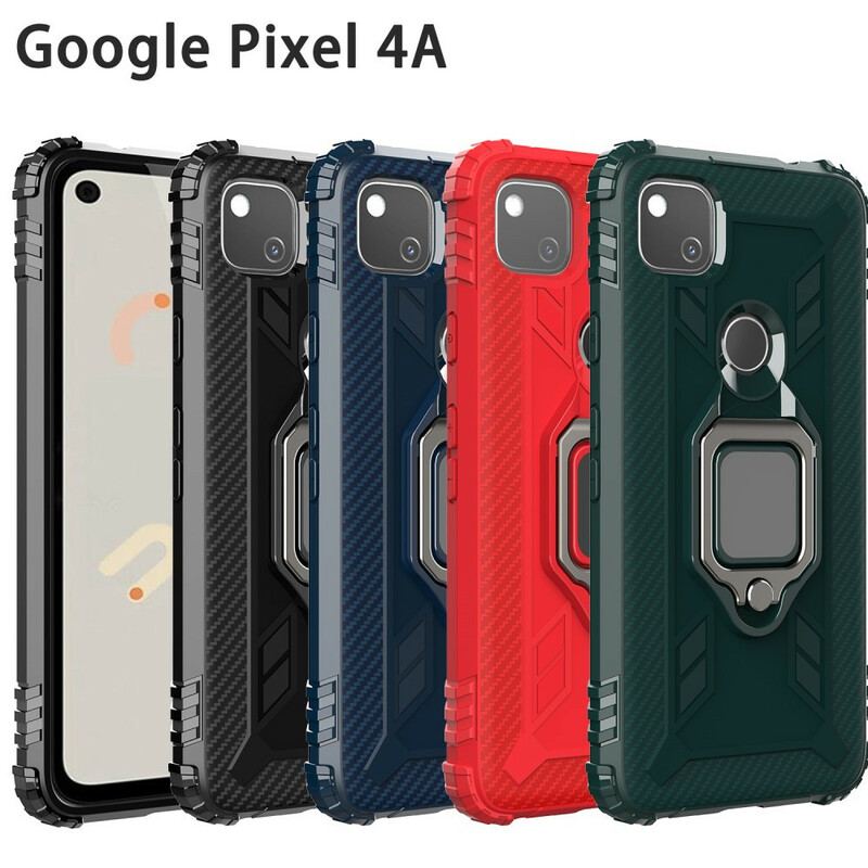 Capa Para Google Pixel 4A Anel E Fibra De Carbono