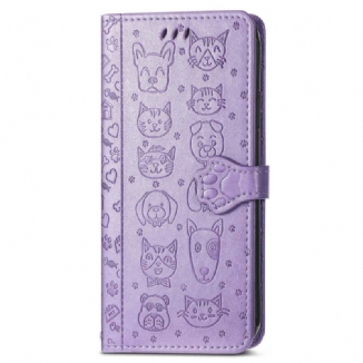 Capa De Couro Para Samsung Galaxy M13 Animais Animados