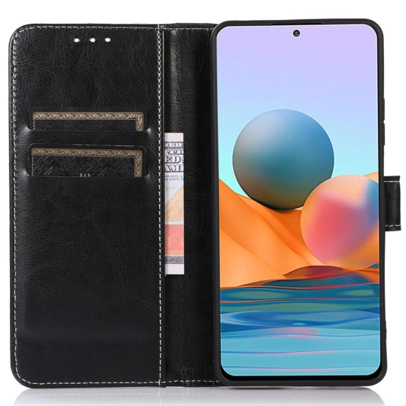 Capa Em Pele Para Samsung Galaxy M13 Estilo De Couro E Costuras