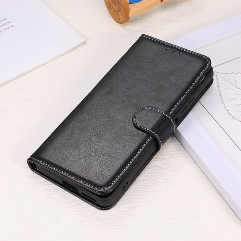 Capa Em Pele Para Samsung Galaxy M13 Estilo De Couro E Costuras