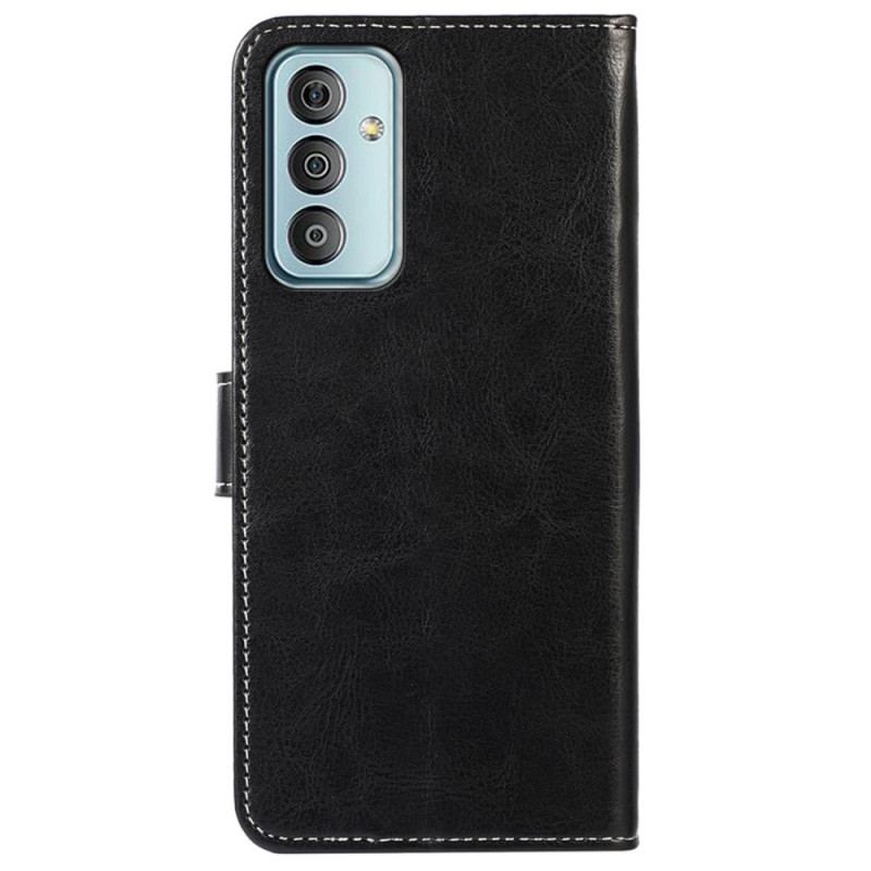 Capa Em Pele Para Samsung Galaxy M13 Estilo De Couro E Costuras