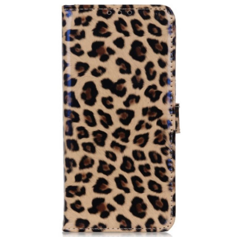Capa Flip Para Samsung Galaxy M13 Efeito Pele De Leopardo