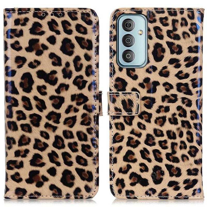 Capa Flip Para Samsung Galaxy M13 Efeito Pele De Leopardo