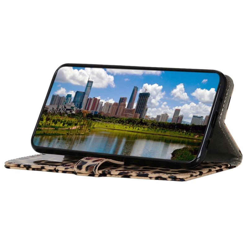 Capa Flip Para Samsung Galaxy M13 Efeito Pele De Leopardo