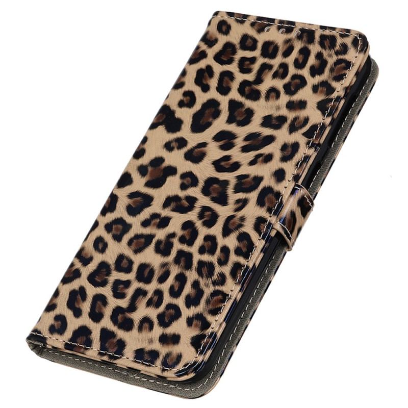Capa Flip Para Samsung Galaxy M13 Efeito Pele De Leopardo