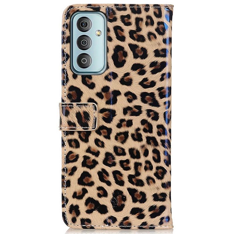 Capa Flip Para Samsung Galaxy M13 Efeito Pele De Leopardo