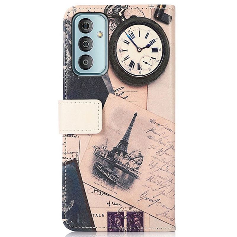 Capa Folio Para Samsung Galaxy M13 Torre Eiffel Do Poeta