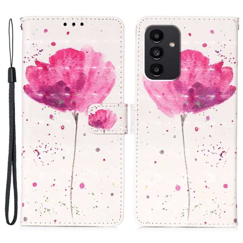 Capa Capa De Couro Para Samsung Galaxy A54 5G Cordão De Papoula Tigre