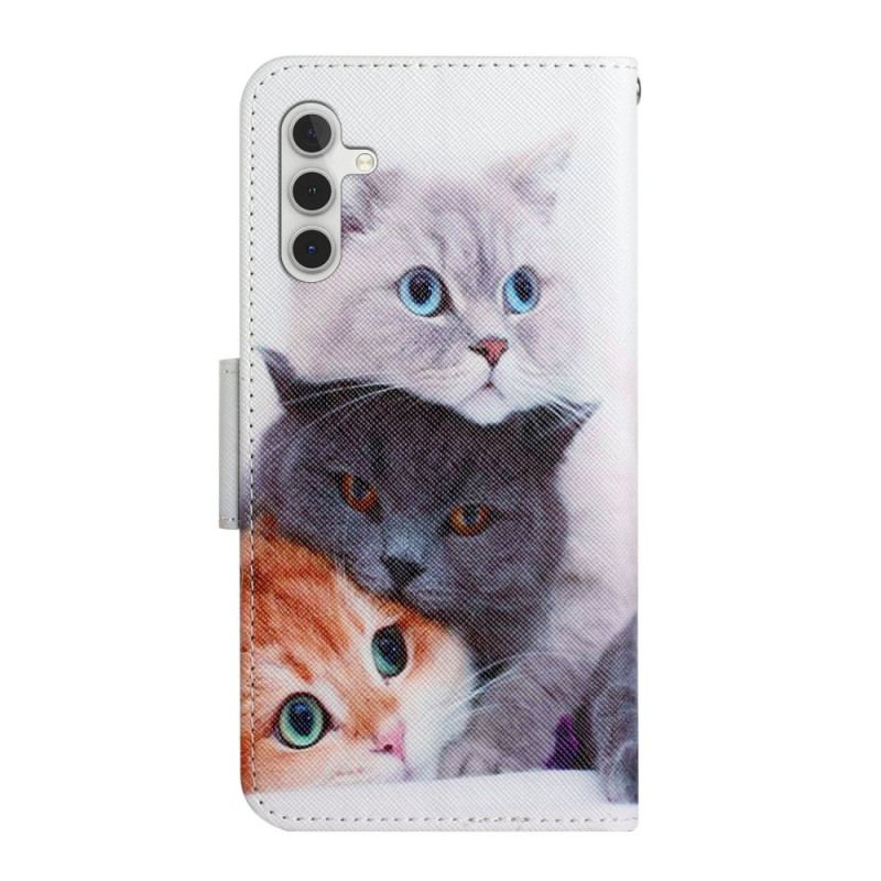 Capa Flip Para Samsung Galaxy A54 5G Contos De Gatos Com Cordão
