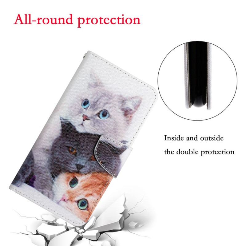 Capa Flip Para Samsung Galaxy A54 5G Contos De Gatos Com Cordão