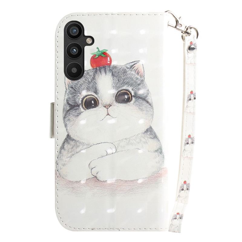 Capa Flip Para Samsung Galaxy A54 5G De Cordão Engraçado Gato Tanga
