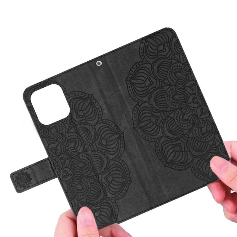 Capa Flip Para Samsung Galaxy A54 5G De Cordão Estampa De Mandala Com Tiras