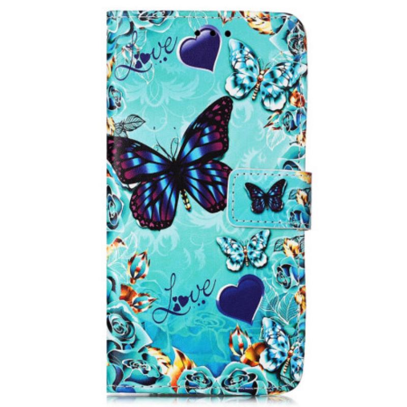 Capa Flip Para Samsung Galaxy A54 5G De Cordão Tanga Borboletas Coloridas