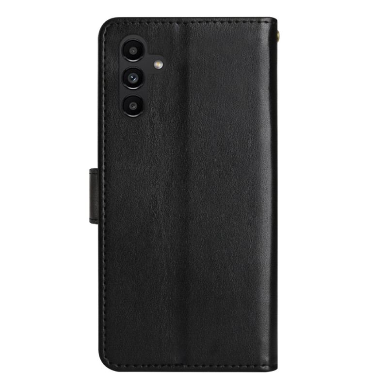 Capa Folio Para Samsung Galaxy A54 5G De Cordão Flores E Borboletas Com Alça