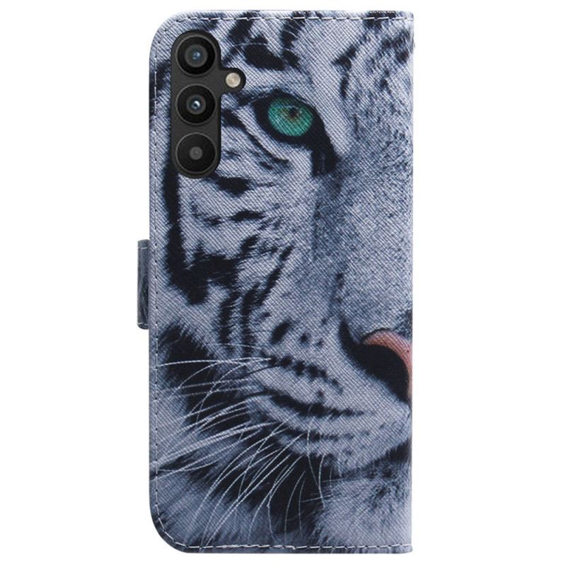 Capa Folio Para Samsung Galaxy A54 5G De Cordão Tira Tigre Branco