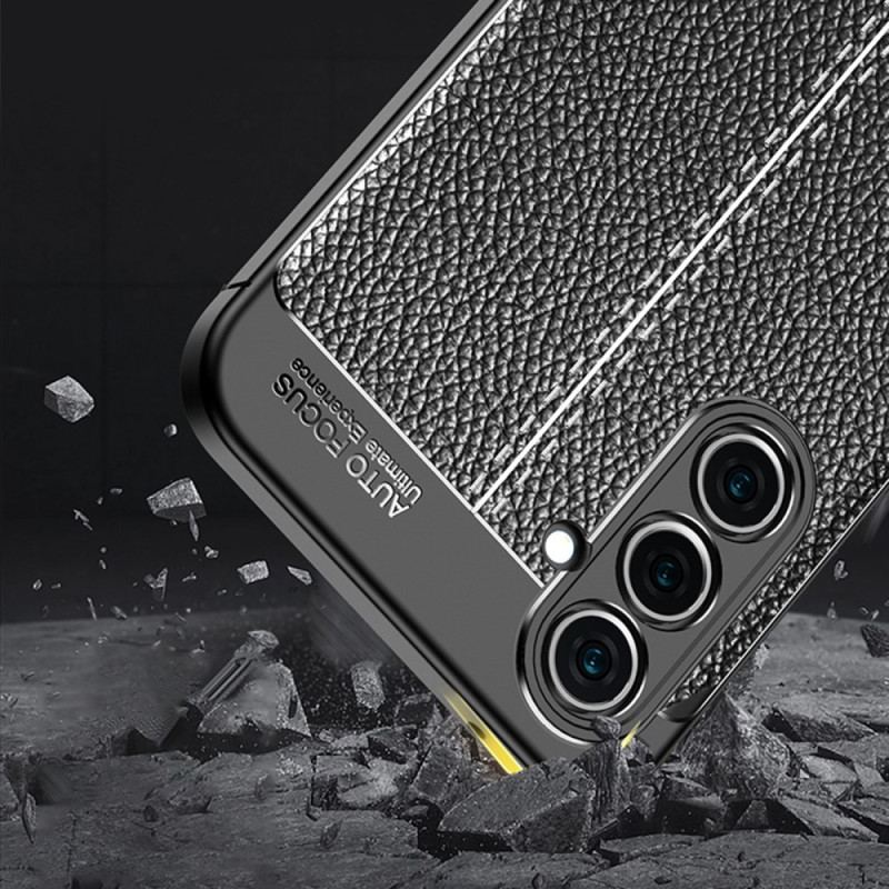 Capa Para Samsung Galaxy A54 5G Linha Dupla Efeito Couro Litchi