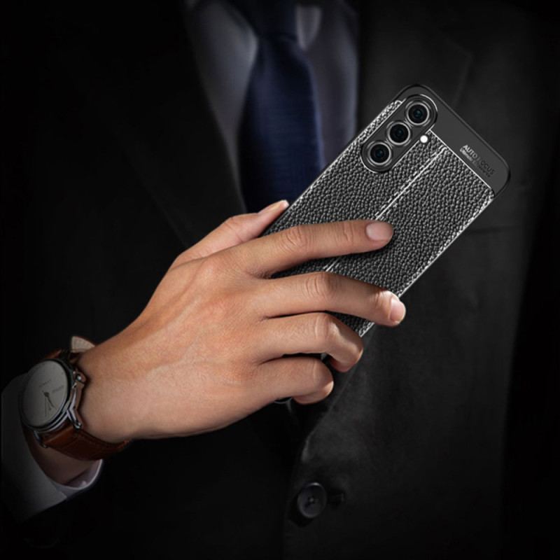 Capa Para Samsung Galaxy A54 5G Linha Dupla Efeito Couro Litchi