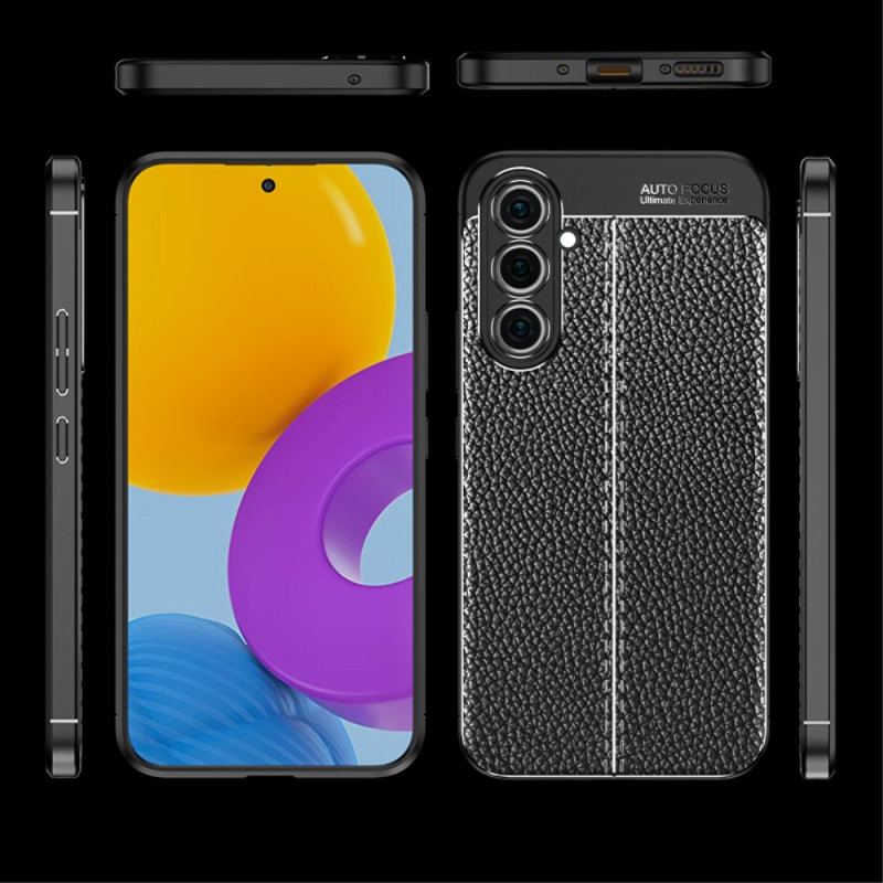 Capa Para Samsung Galaxy A54 5G Linha Dupla Efeito Couro Litchi