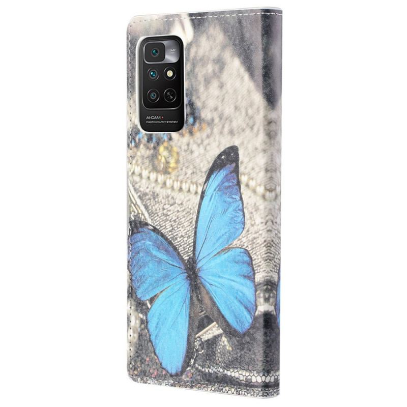 Capa De Couro Para Xiaomi Redmi Note 11 / 11S Borboleta Azul