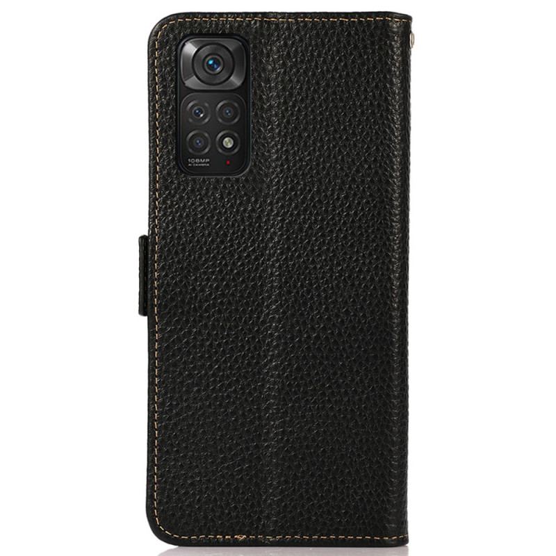 Capa De Couro Para Xiaomi Redmi Note 11 / 11S Couro De Lichia Khazneh Rfid