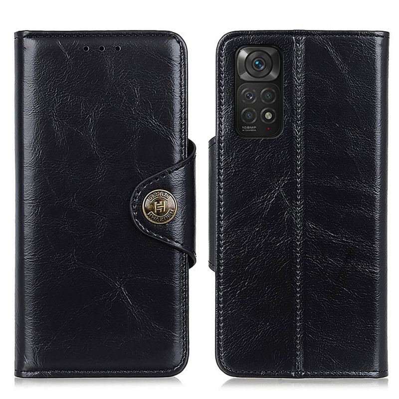Capa Flip Para Xiaomi Redmi Note 11 / 11S Botão De Couro Sintético Brilhante