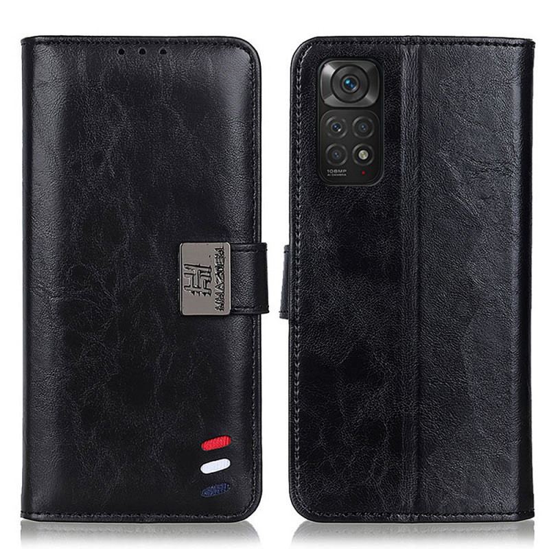 Capa Flip Para Xiaomi Redmi Note 11 / 11S Efeito Couro Bisão