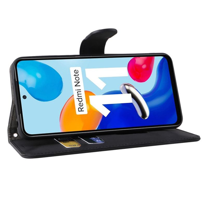 Capa Flip Para Xiaomi Redmi Note 11 / 11S Toque De Pele Com Cordão