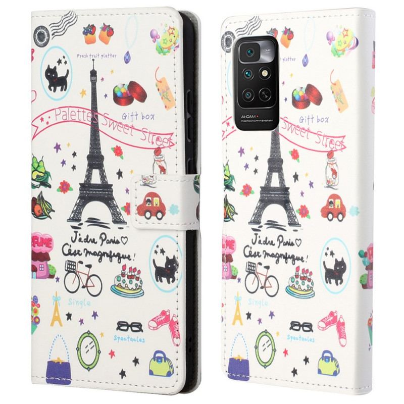 Capa Folio Para Xiaomi Redmi Note 11 / 11S Eu Amo Paris