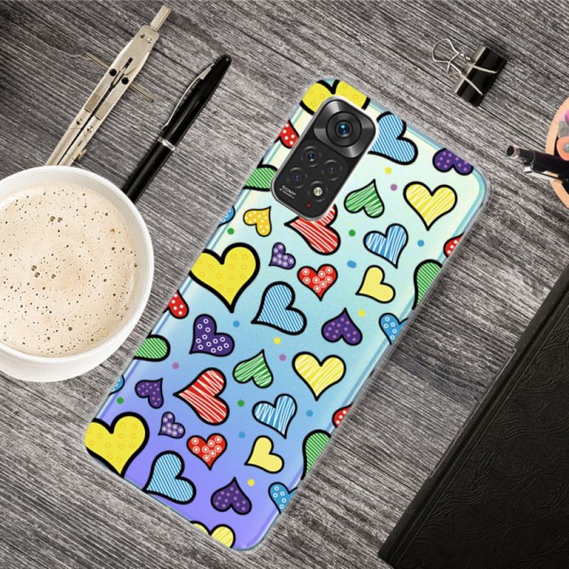 Capa Para Xiaomi Redmi Note 11 / 11S Corações Multicoloridos