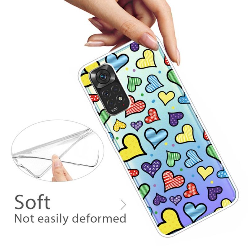 Capa Para Xiaomi Redmi Note 11 / 11S Corações Multicoloridos