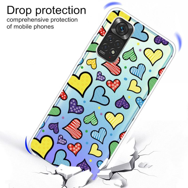 Capa Para Xiaomi Redmi Note 11 / 11S Corações Multicoloridos