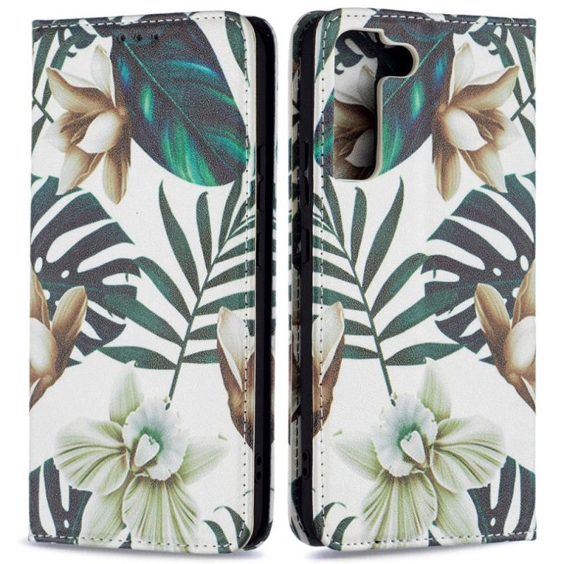 Capa De Celular Para Samsung Galaxy S22 Plus 5G Flip Folhas