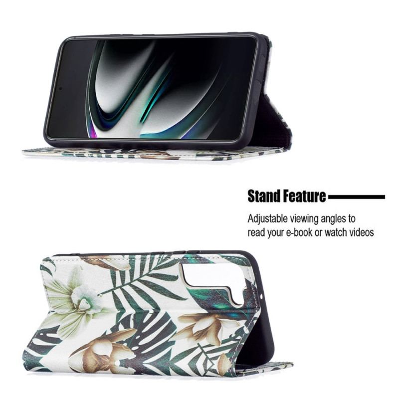 Capa De Celular Para Samsung Galaxy S22 Plus 5G Flip Folhas