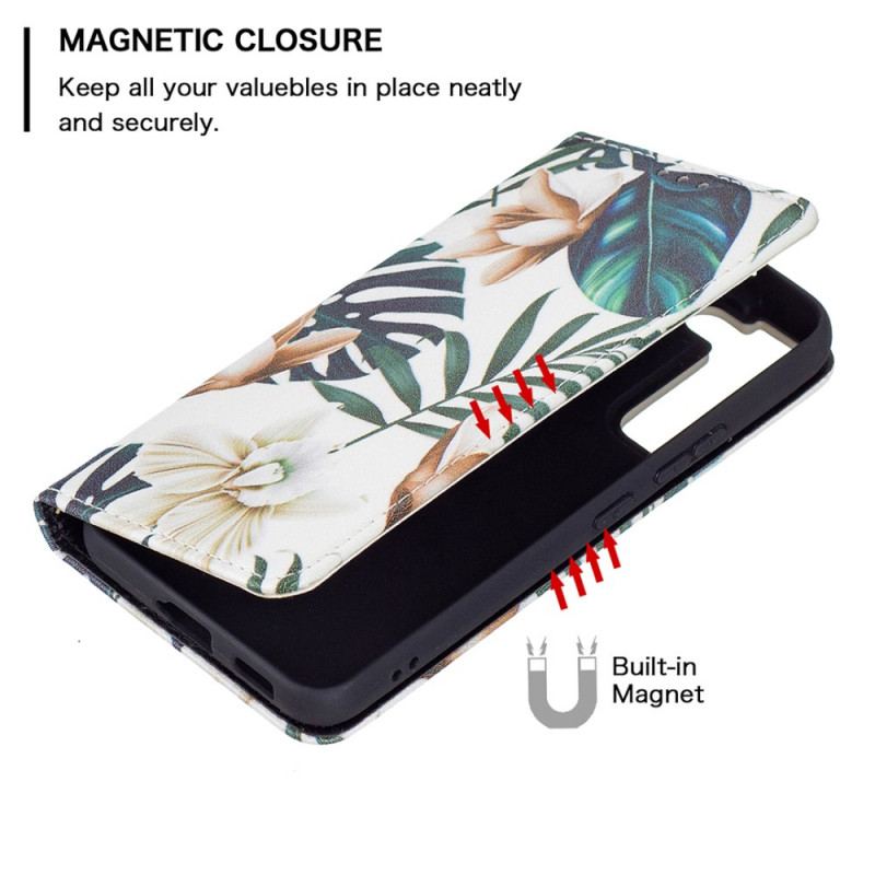Capa De Celular Para Samsung Galaxy S22 Plus 5G Flip Folhas