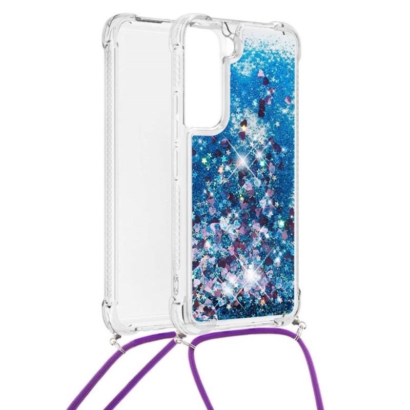Capa De Celular Para Samsung Galaxy S22 Plus 5G Lantejoulas Com Cordão