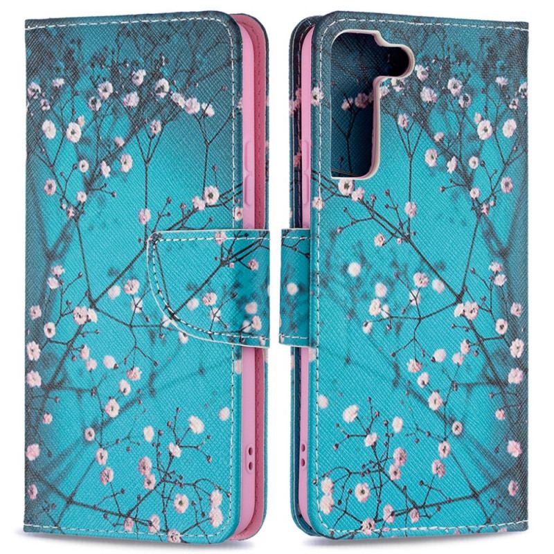 Capa De Couro Para Samsung Galaxy S22 Plus 5G Árvore Florida