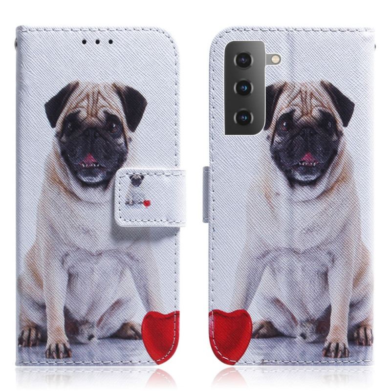 Capa De Couro Para Samsung Galaxy S22 Plus 5G Cachorro Pug