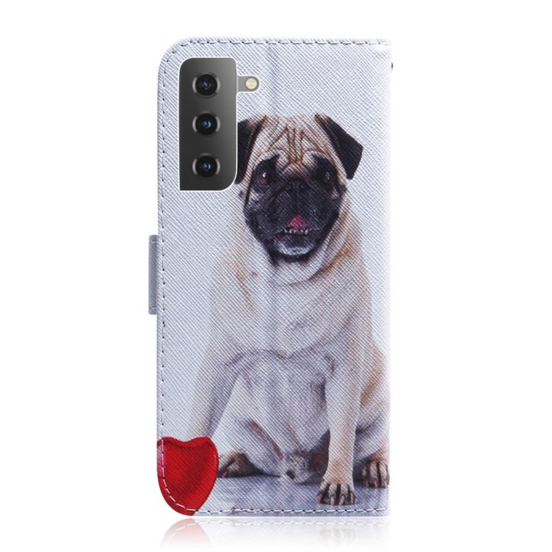 Capa De Couro Para Samsung Galaxy S22 Plus 5G Cachorro Pug