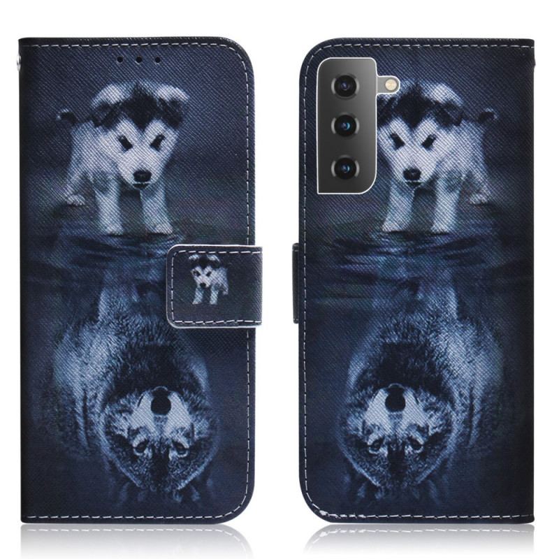 Capa De Couro Para Samsung Galaxy S22 Plus 5G Ernesto O Lobo