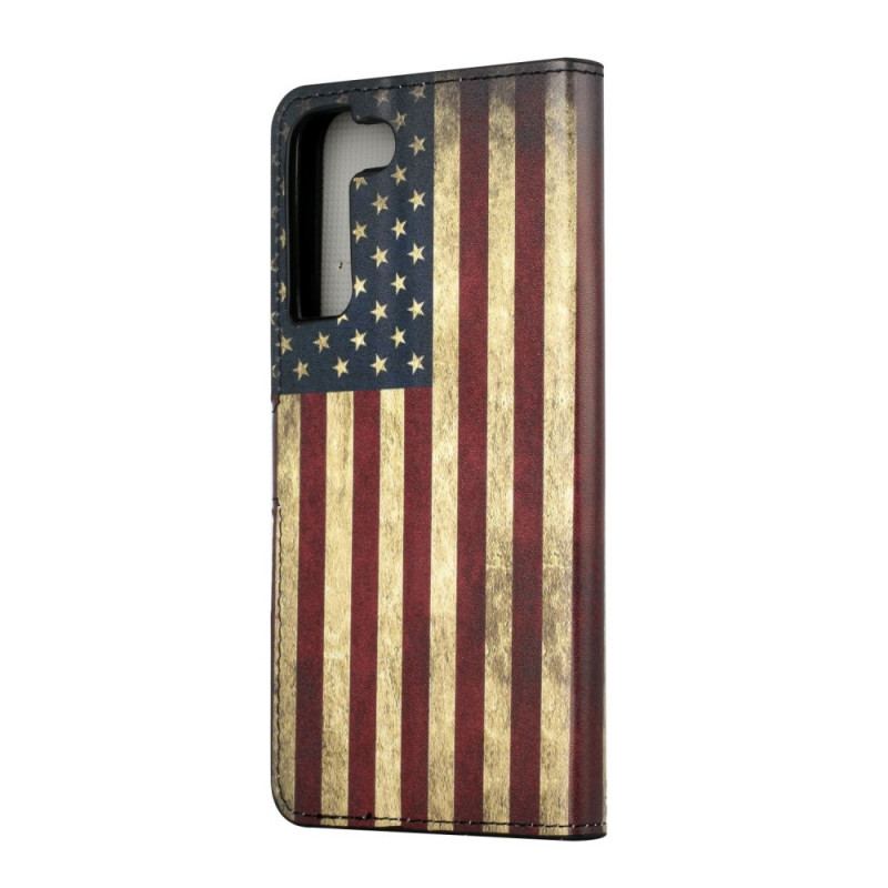 Capa Flip Para Samsung Galaxy S22 Plus 5G Bandeira Americana