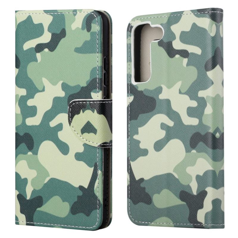 Capa Flip Para Samsung Galaxy S22 Plus 5G Camuflagem Militar