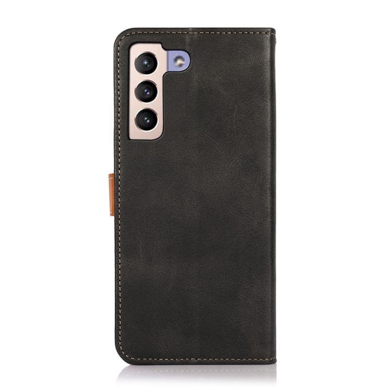 Capa Flip Para Samsung Galaxy S22 Plus 5G Couro Falso Com Alça Khazneh
